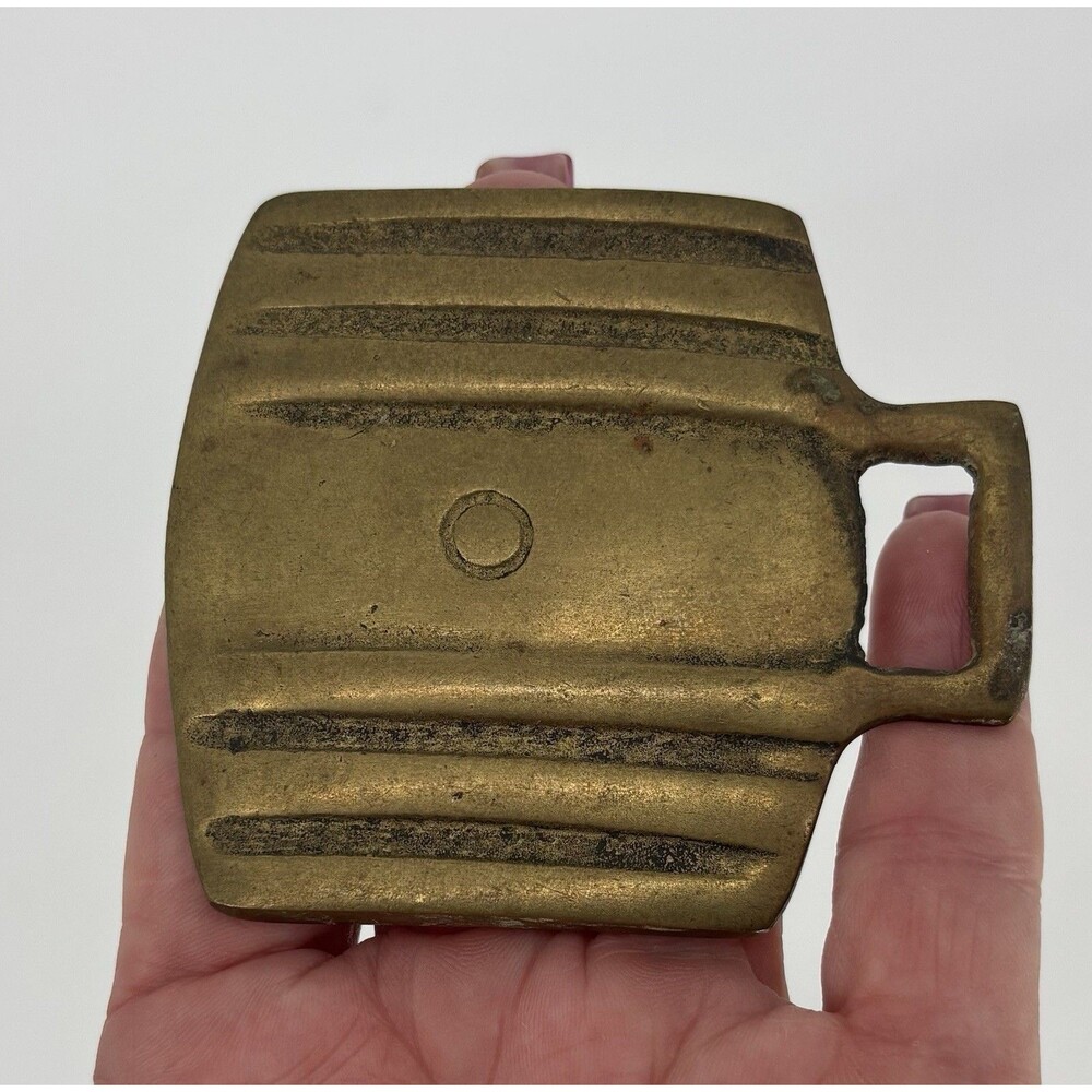 Antique Brass Horse Harness Buckle Cover Protector Ribbed Vintage Tack Keg Beer
